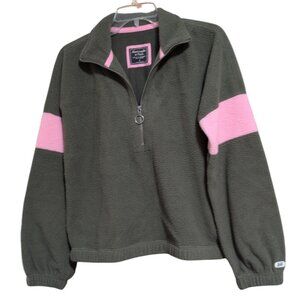 Vintage Y2K  Abercrombie & Fitch Full Zip up Green/Pink Fleece Sweater Pullover